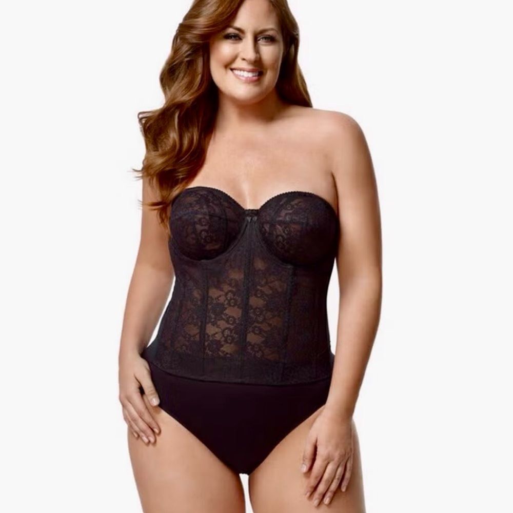 NWT Elila Make It Lace Strapless Bustier Longline Bra 6621 Sz 44C